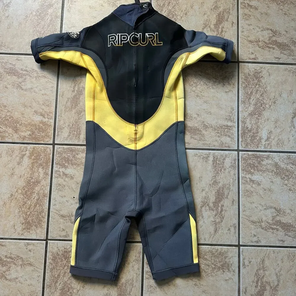 Rip Curl Spring Wetsuit Bodysuit Youth Size 16 Swim‎ Surf Dive Black Yellow